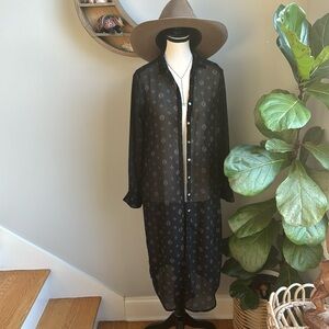 Sheer Black Boho Button Up Kimono